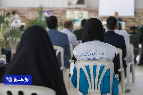 آئین افتتاح سومین ایستگاه واکسیناسیون مشترک شرکت فولاد مبارکه و سپاه صاحب الزمان  در مصلای نماز جمعه رهنان