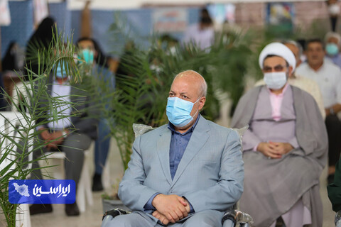 آئین افتتاح سومین ایستگاه واکسیناسیون مشترک شرکت فولاد مبارکه و سپاه صاحب الزمان  در مصلای نماز جمعه رهنان