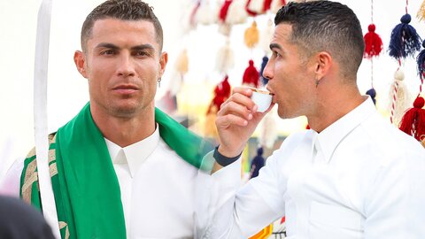 رقص شمشیر کریستیانو رونالدو را ببینید/ احترام CR7 به آیین سعودی‌ها