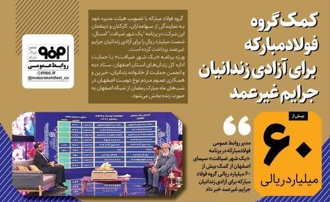 کمک بیش از ۶۰ میلیارد ریالی گروه فولاد مبارکه برای آزادی زندانیان جرایم غیر عمد