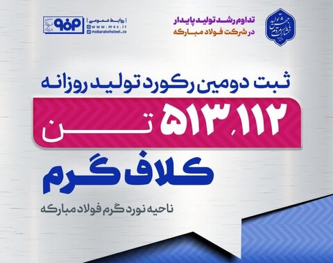 ثبت رکورد تولید ماهانه کلاف گرم در ناحیه نورد گرم فولاد مبارکه