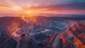 غروب خورشید ادغام در افق غول‌های معدنی